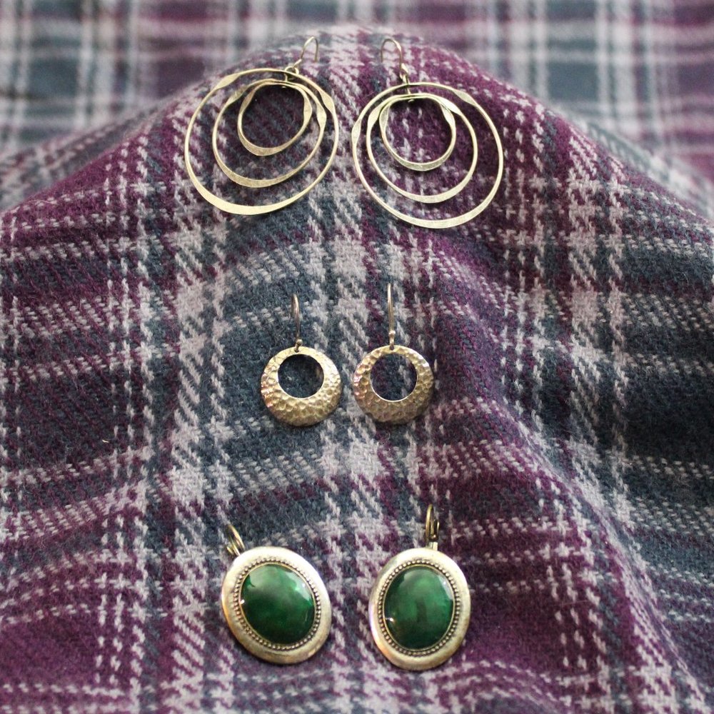 Lot of Three Silver-tone Pierced Earrings